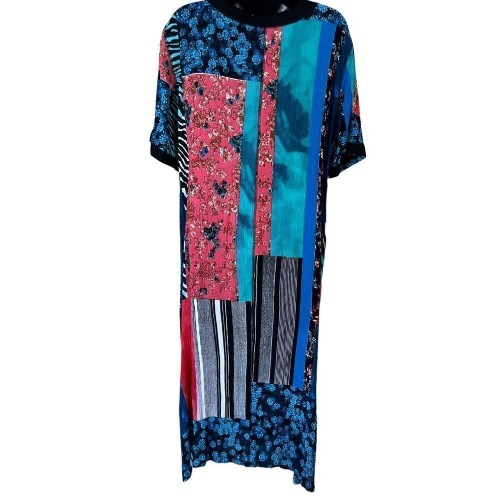 La Cera Patchwork Multi Print Button Down Maxi - image 8